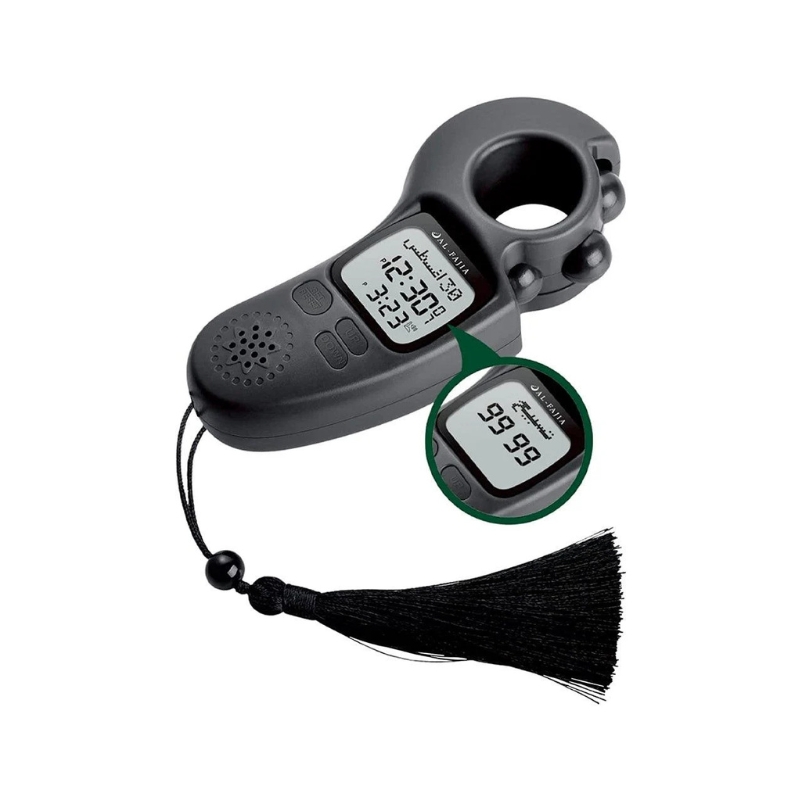 AL-FAJIA Digital Tasbih Counter with Azan Clock (Black)