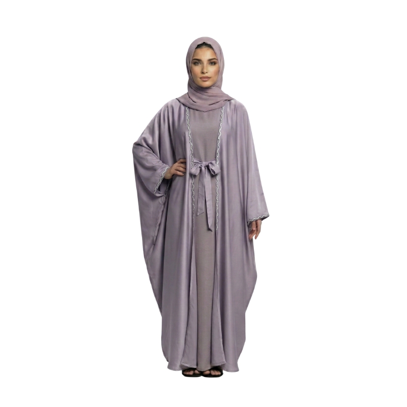 Butterfly Open Tiktok Abaya - Misty Blue