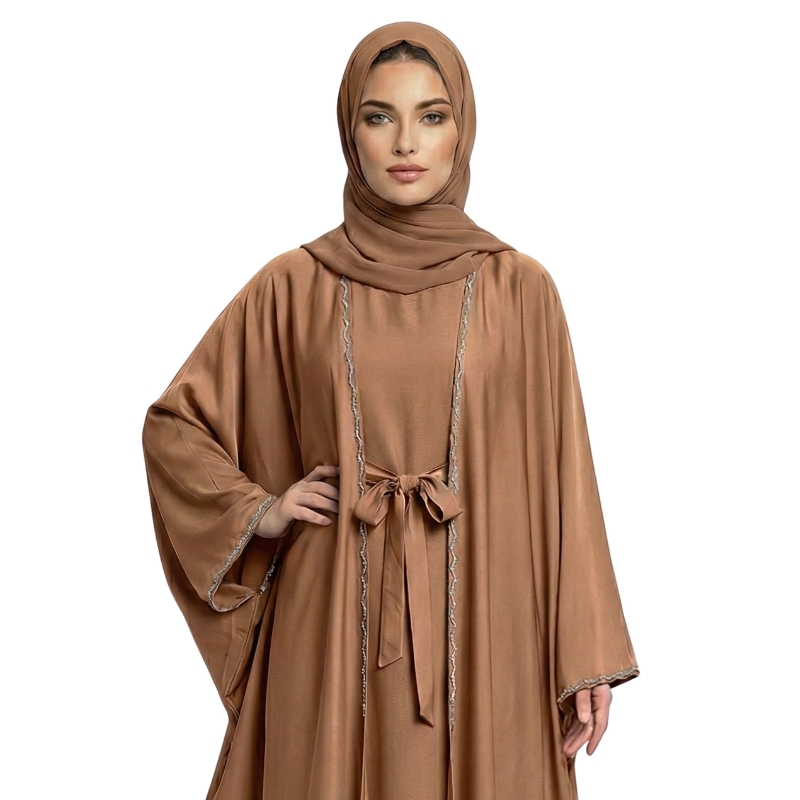 Butterfly Open Tiktok Abaya - Light Purple - Image 2