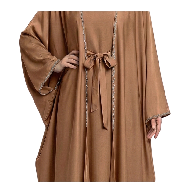 Butterfly Open Tiktok Abaya - Light Purple - Image 3