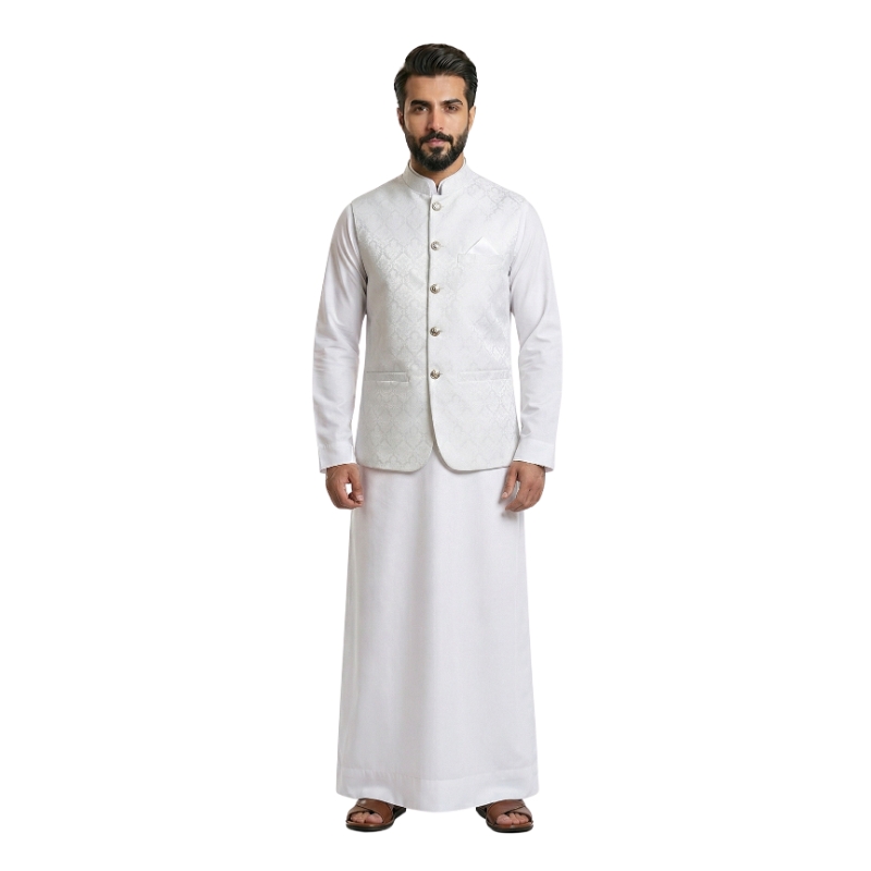 Men's Waistcoat - White - Image 2