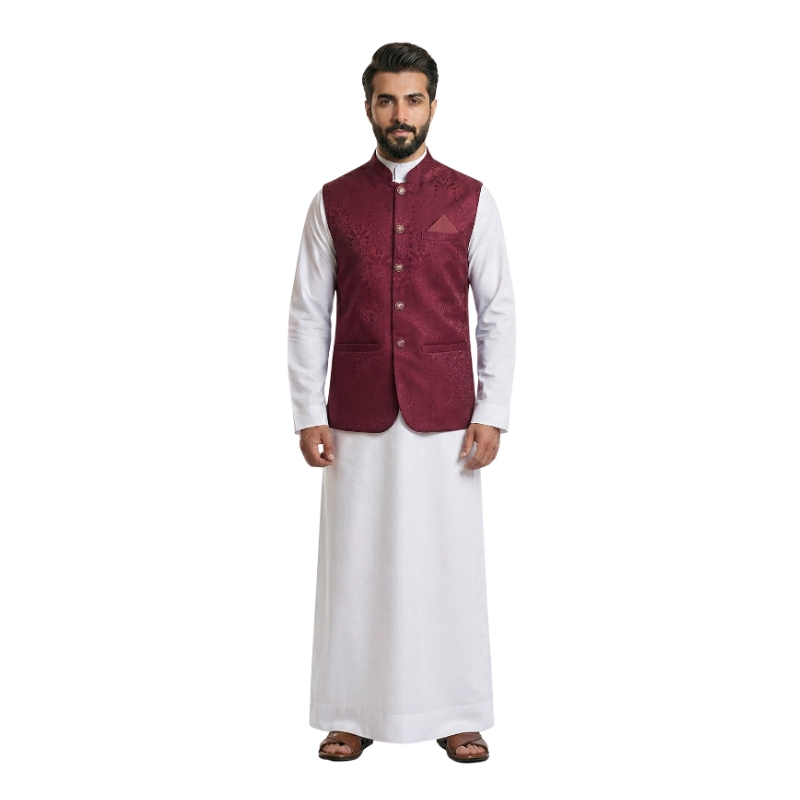 Men's Waistcoat - Maroon - Image 2