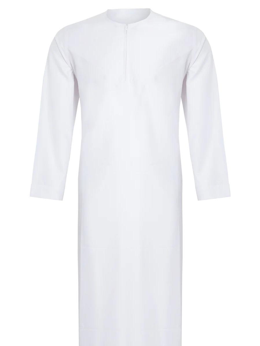 Full Sleeves Cotton White Omani Thobe For Man
